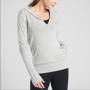 Athleta XS Enlighten silk blend hoodie in grey